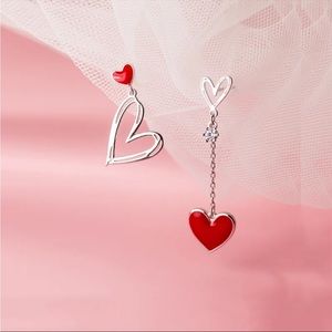 925 Asymmetric Heart Stud Earrings
